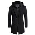 Men's Wool Blend Trench Coat with Detachable Hood