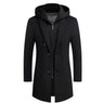 Men's Wool Blend Trench Coat with Detachable Hood
