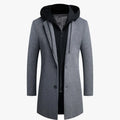 Men's Wool Blend Trench Coat with Detachable Hood